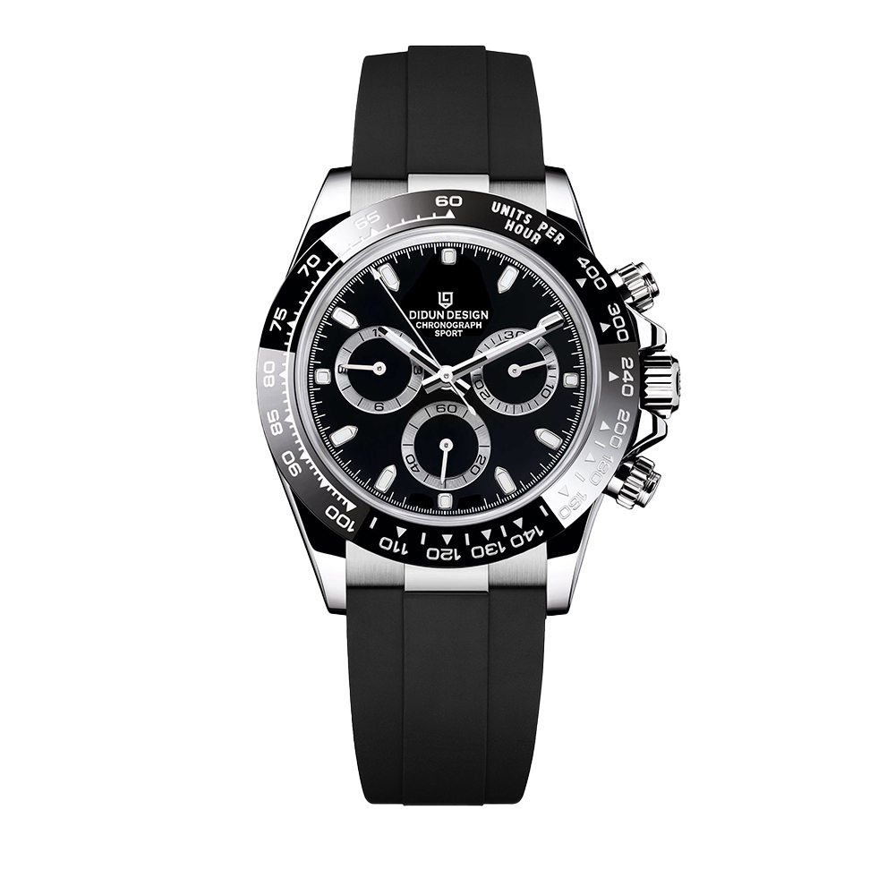 【DIDUN 迪頓】真三眼帶日期 熊貓款 迪通拿款 矽膠  夜光機械錶 DDN- 010 -