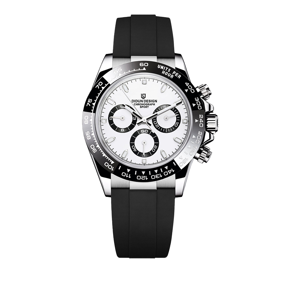 【DIDUN 迪頓】真三眼帶日期 熊貓款 迪通拿款 矽膠  夜光機械錶 DDN- 010 -