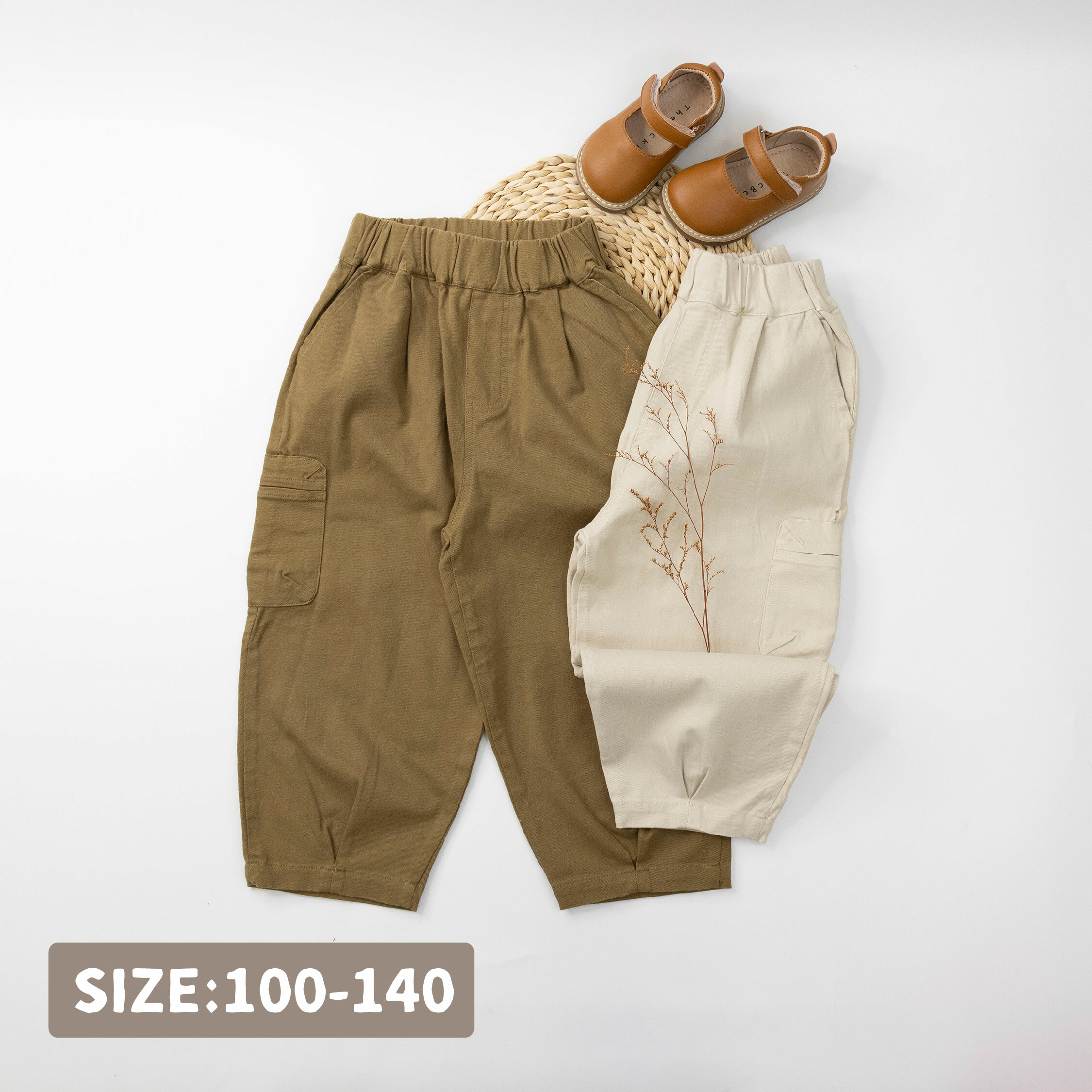 【H35066】簡約百搭側口袋設計休閒褲＊二色