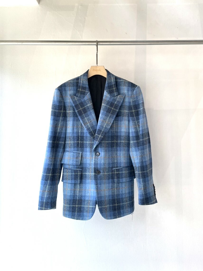 100%羊毛藍格毛呢西外