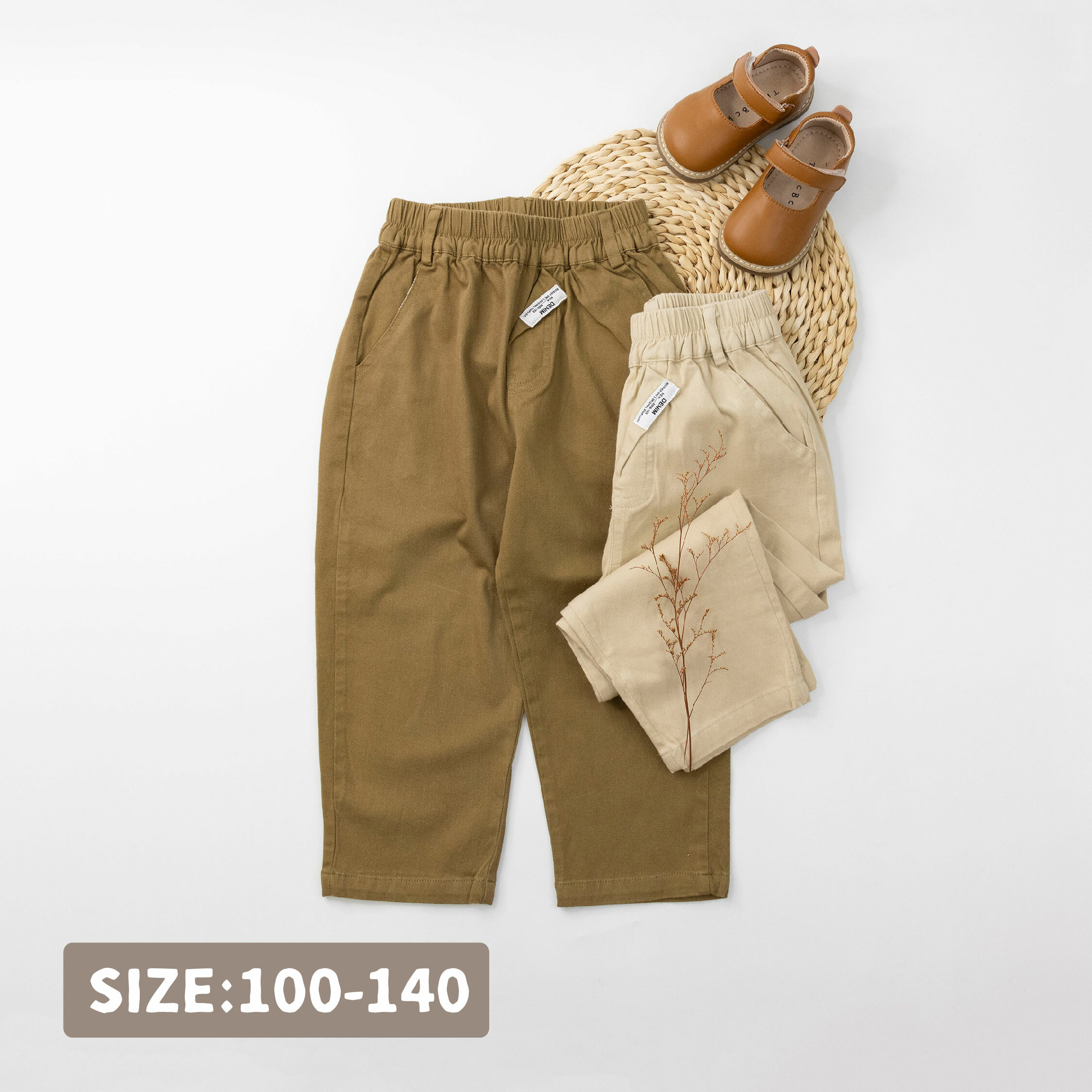 【H35063】英字小標設計休閒褲＊二色