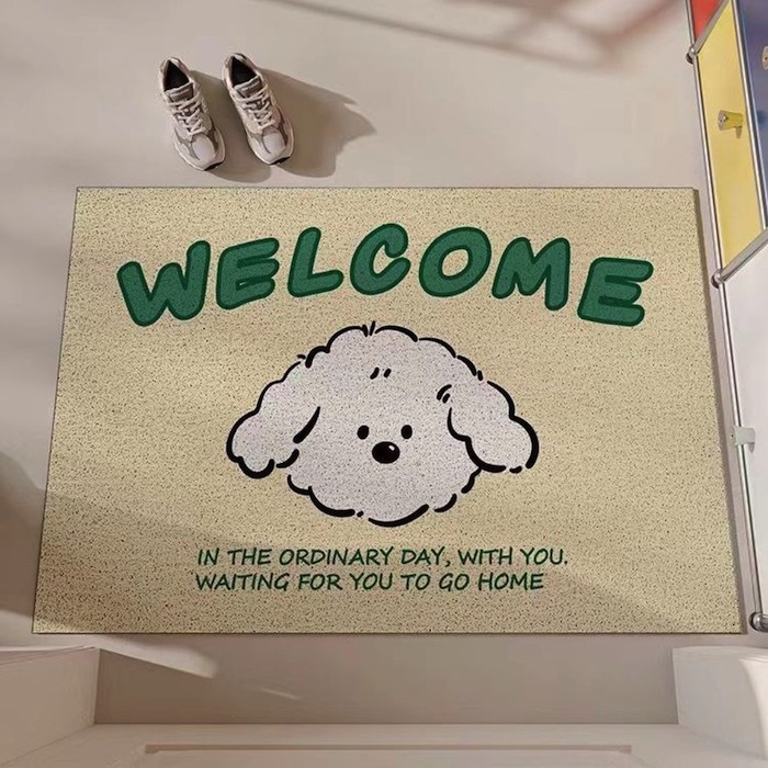 《81460》可愛白狗狗welcome絲圈地墊