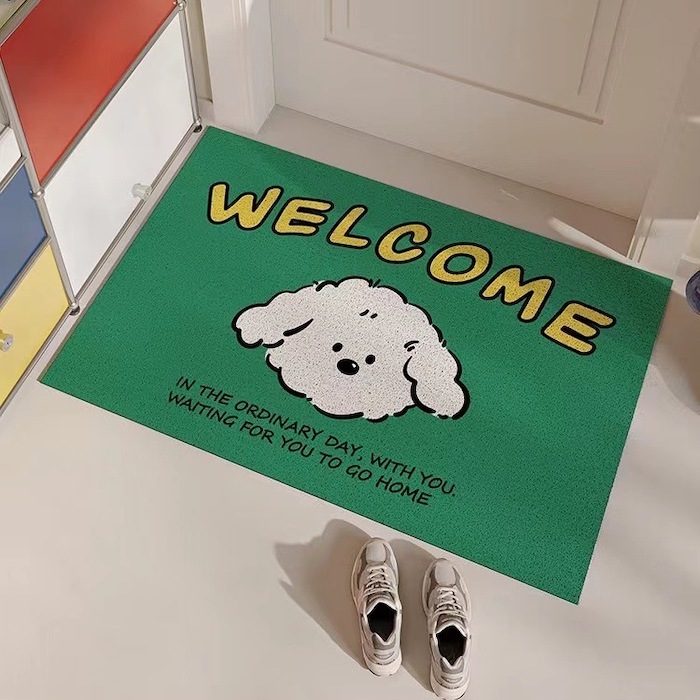 《81460》可愛白狗狗welcome絲圈地墊