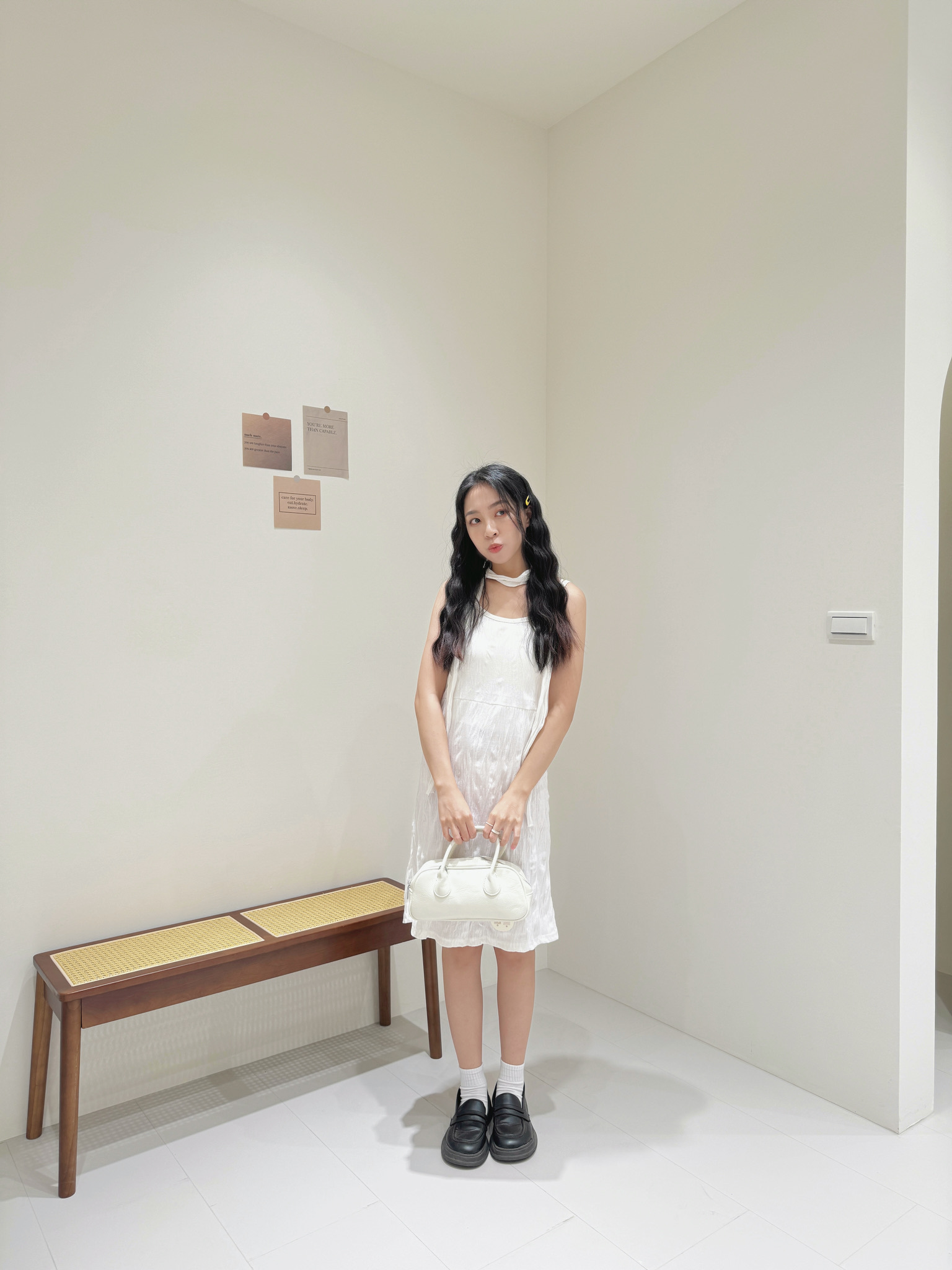 正韓細肩波紋綁帶短洋