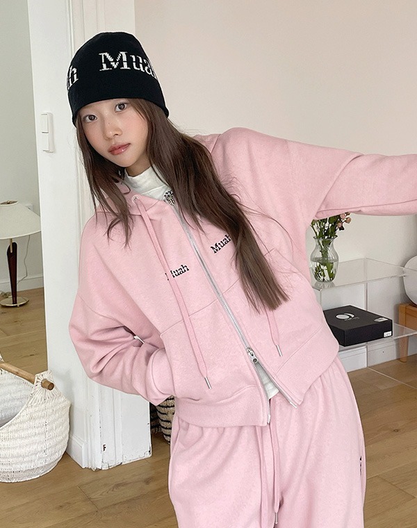 預訂｜MUAHMUAH LOGO STITCH REGULAR FIT HOOD ZIPUP (3 COLOR)