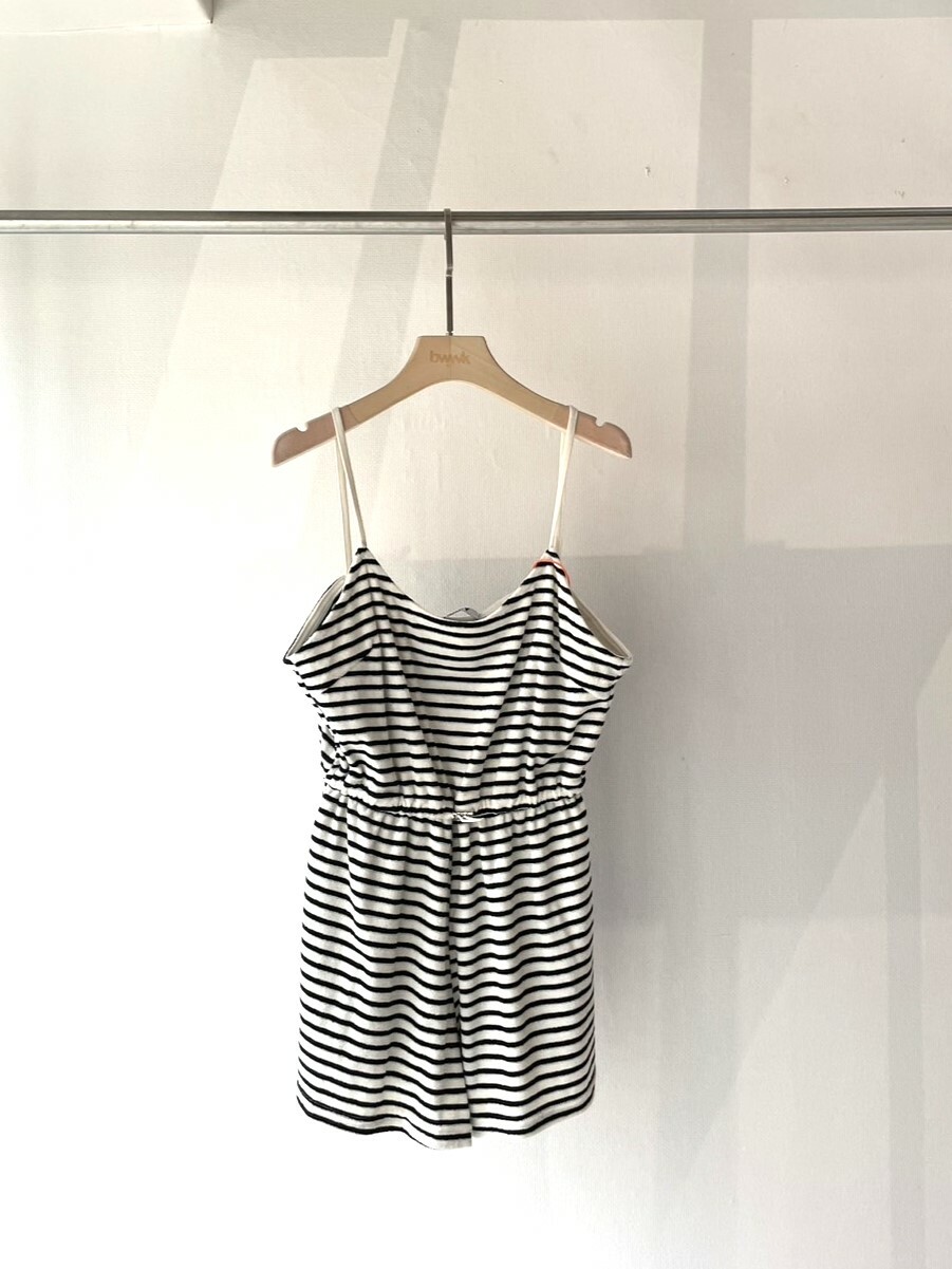 白底黑條紋  日常連身短褲