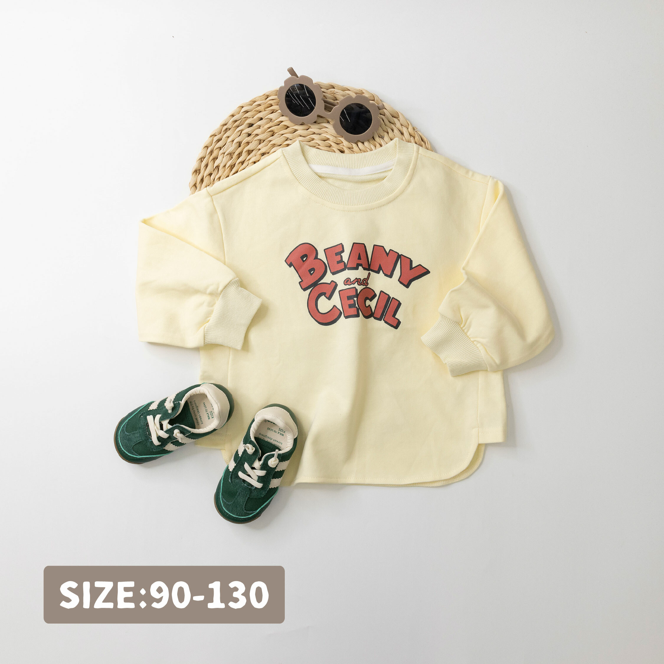 【H35318】亮眼文字圓弧下擺設計上衣