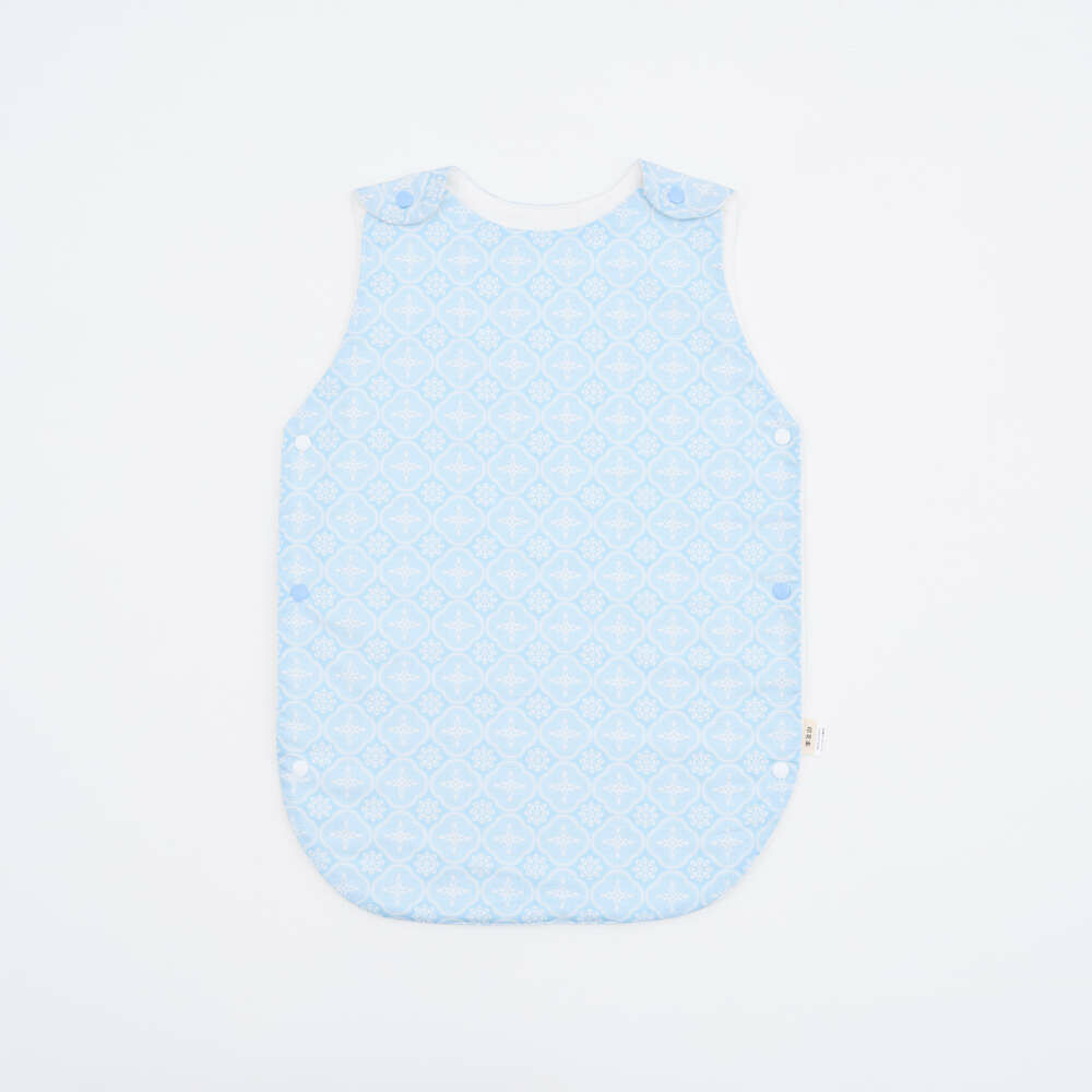 Baby Envelope Blanket - Shoulder Buttoned/Begonia Glass Pattern/Misty Blue