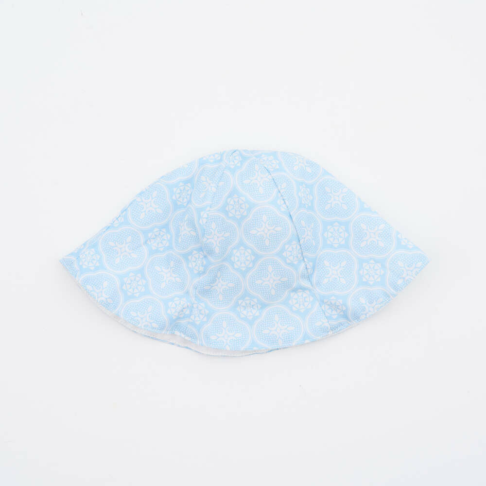 Sun Hat-Baby/Begonia Glass Pattern/Misty Blue