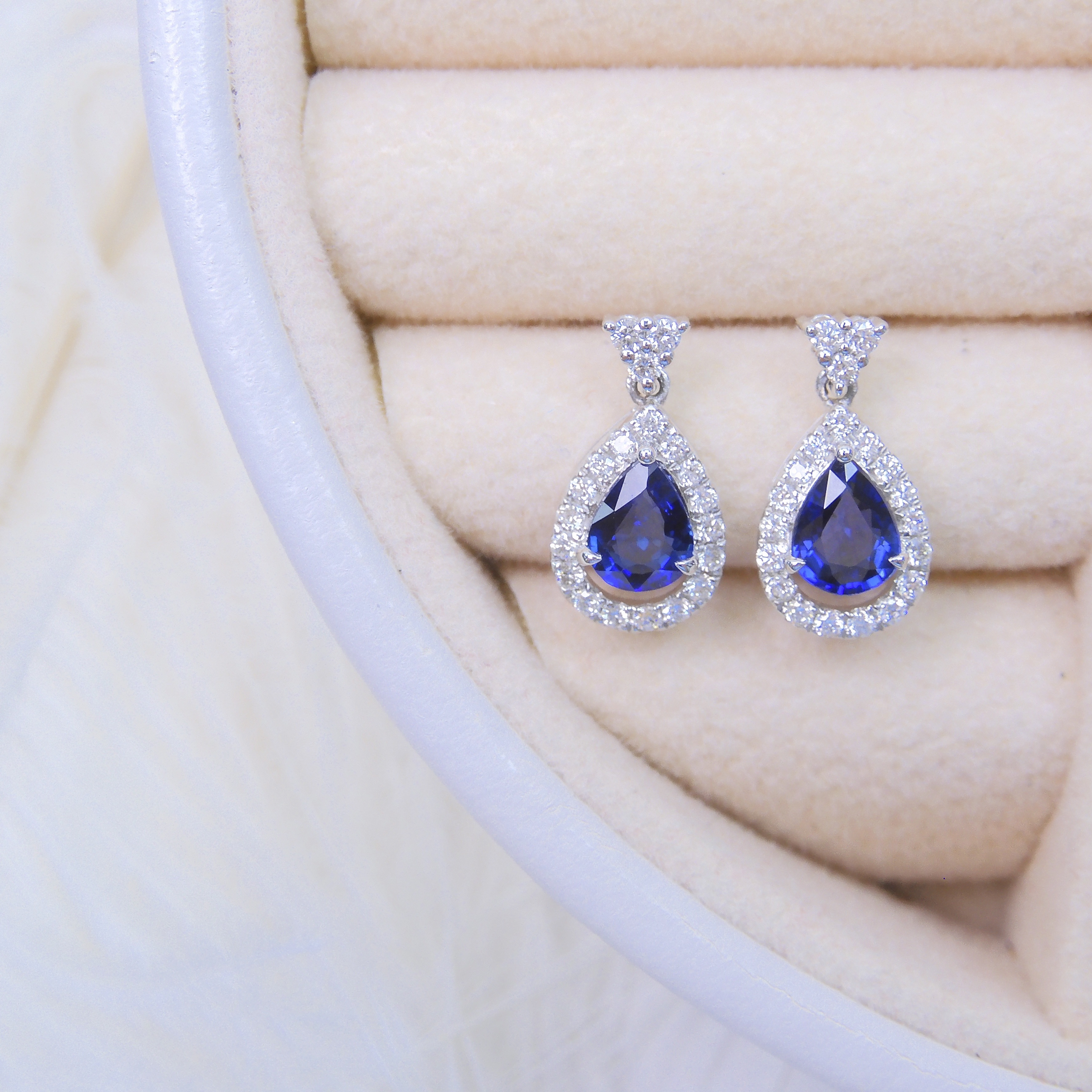 18K金 1.18ct 藍寶石耳釘