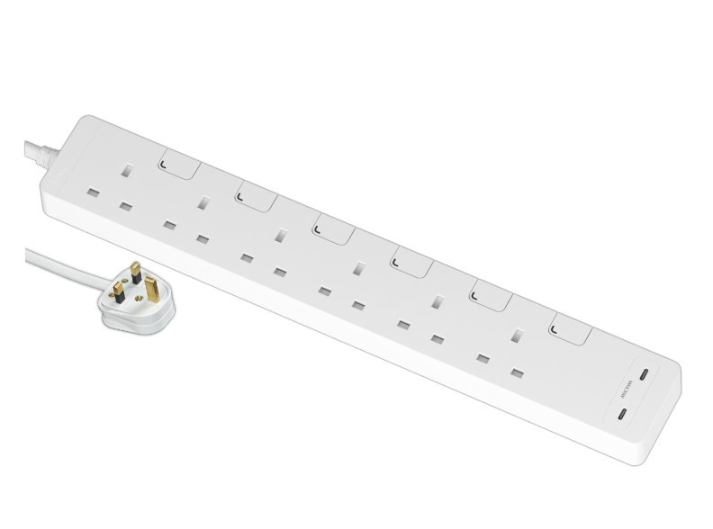 Schneider 施耐德 AvatarOn Extend 13A 6位拖板連 30W PD3.0 Type C+C 充電插頭 (3m) TSH36QCUSB_3_WE