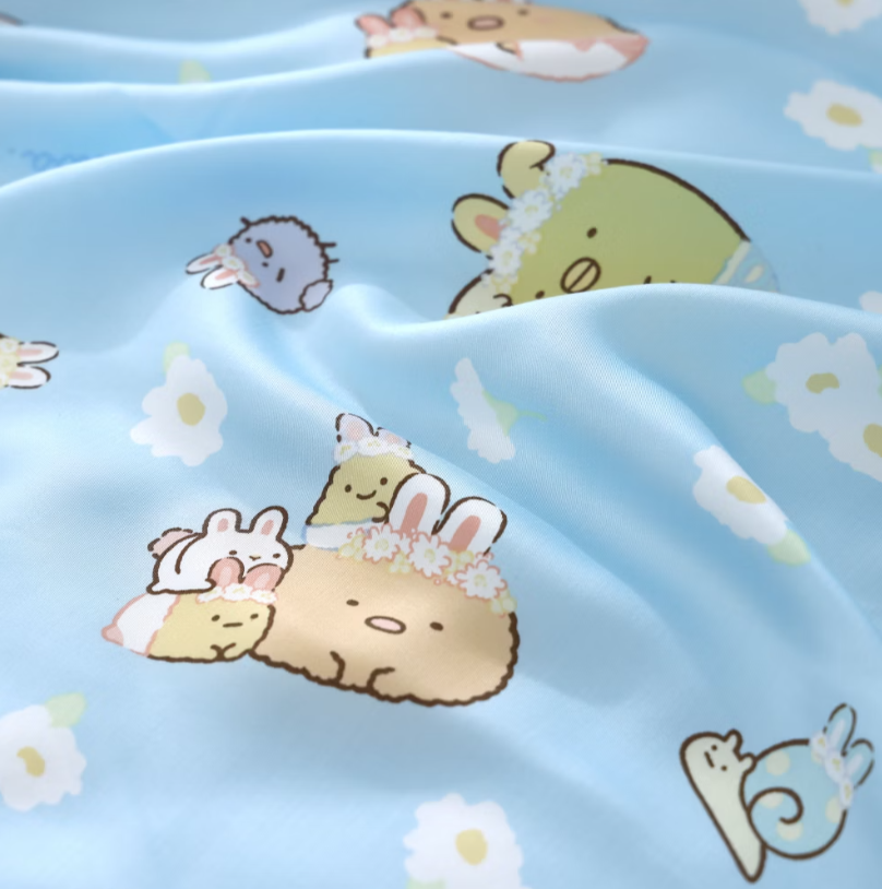角落小夥伴床包兩用被組 | 萊賽爾天絲| 兔兔草原-大圖藍色