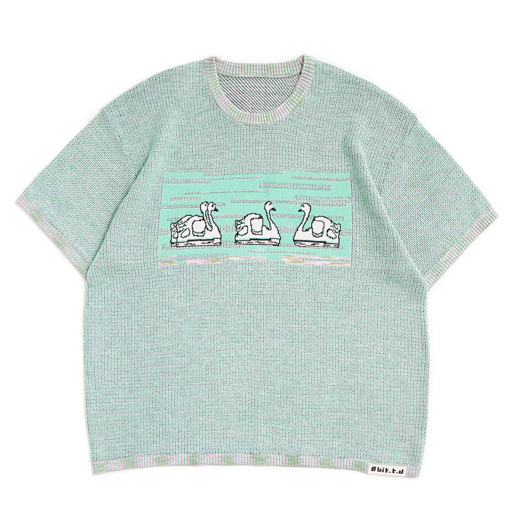 Racing Swan Boat Short-sleeve Top- Green