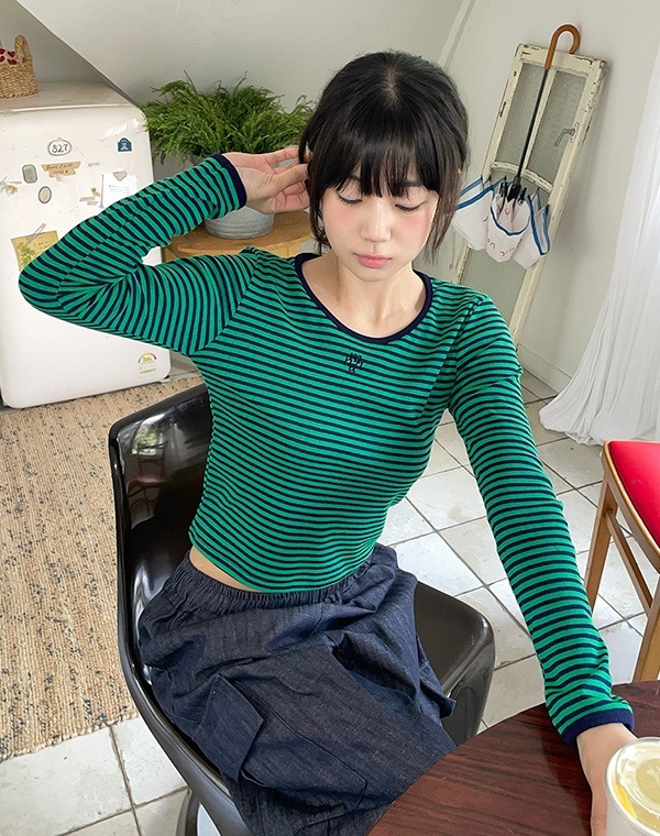 預訂｜MUAHMUAH LOGO STITCH STRIPE T-SHIRT (3 COLOR)