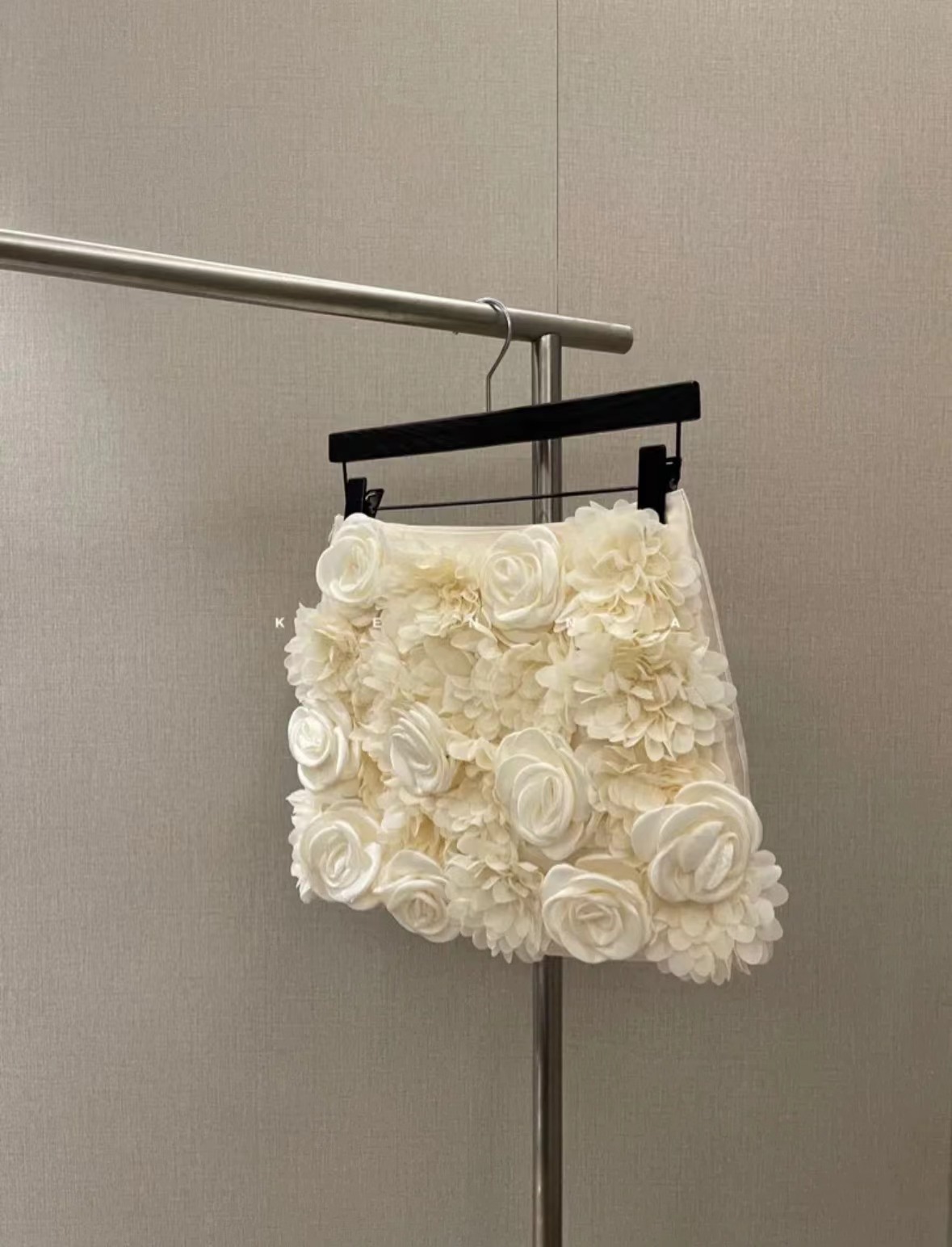 重工立體玫瑰高腰短裙