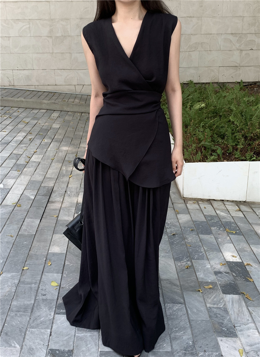 無袖收腰背心+高腰裙(2件組)(多色)