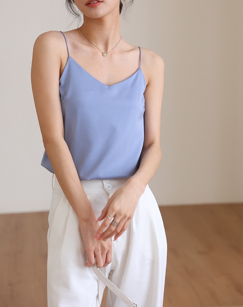 帶胸墊綢緞上衣(多色)