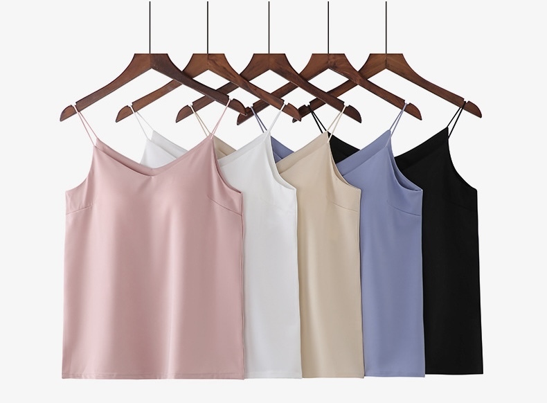 帶胸墊綢緞上衣(多色)