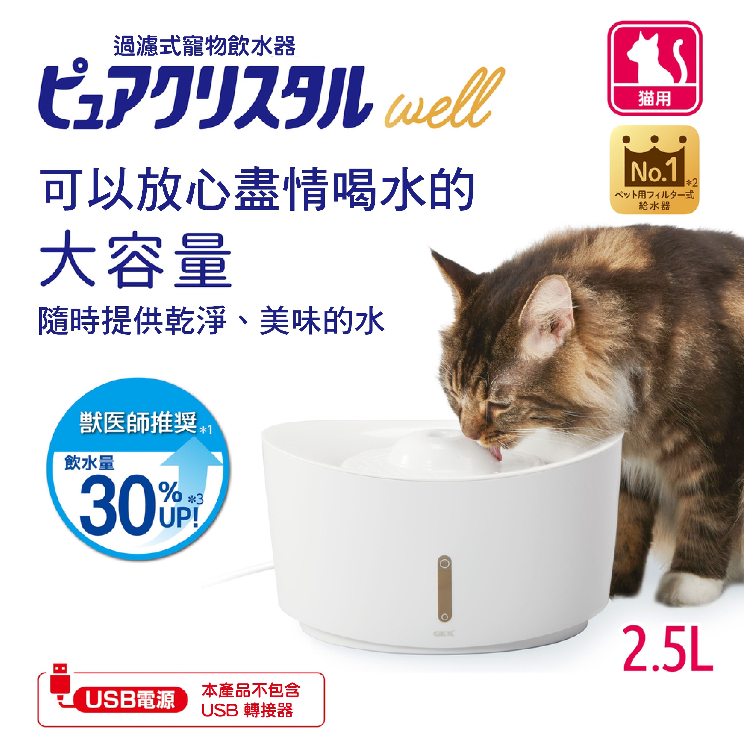 GEX 57648 愛貓視窗型進階版 2.5L |貓飲水機