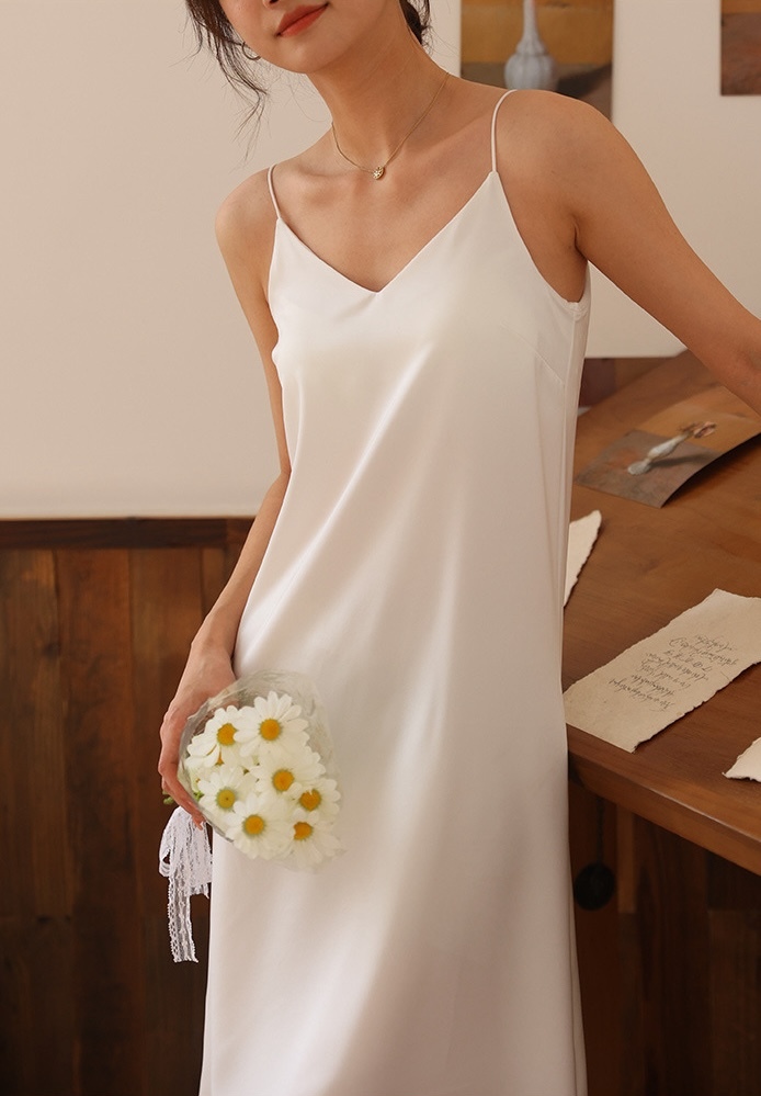 綢緞感冰絲睡衣(附罩杯)(多色)