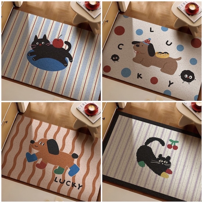 《81462》俏皮貓貓狗狗絲圈地墊(6款)