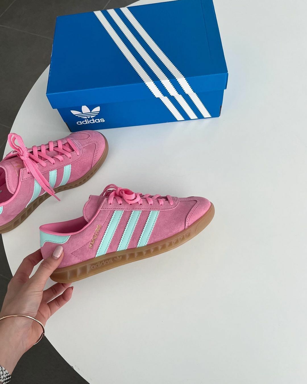 ADIDAS HAMBURG W 漢堡鞋 薄荷粉 芭比粉 亮粉 薄荷綠 焦糖底 女鞋 IH5459 / 預購