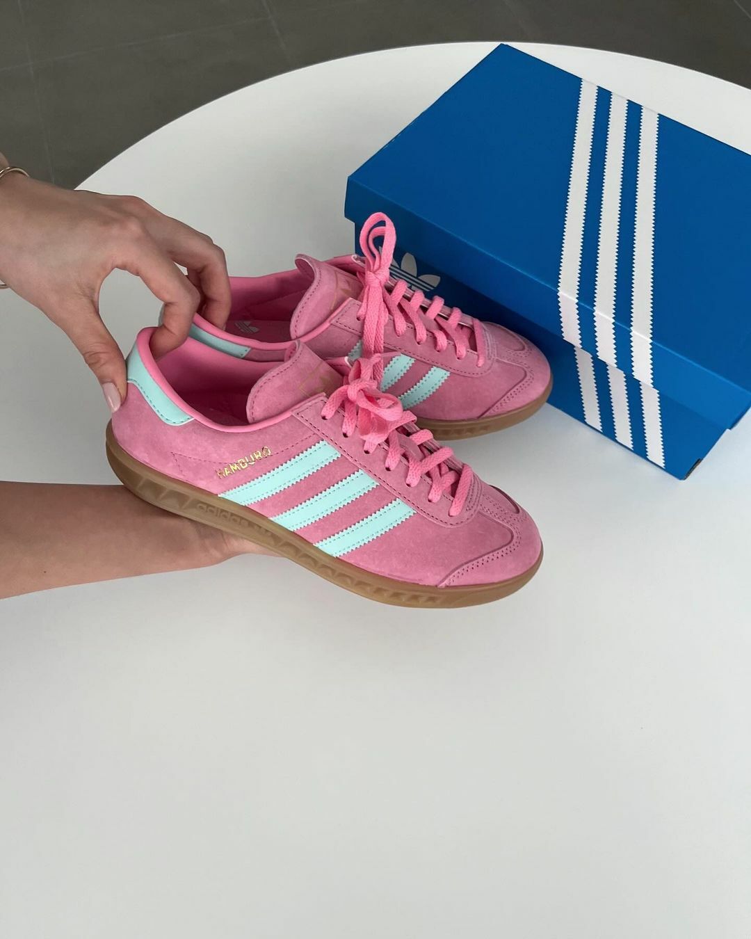 ADIDAS HAMBURG W 漢堡鞋 薄荷粉 芭比粉 亮粉 薄荷綠 焦糖底 女鞋 IH5459 / 預購