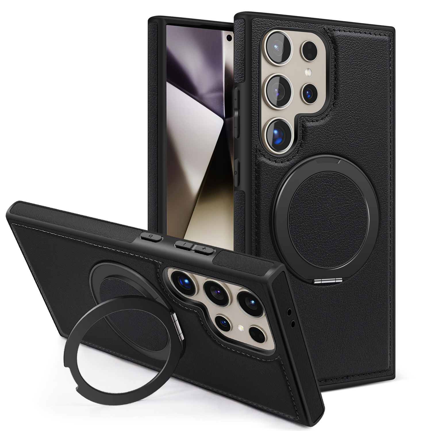 XPRO - Mag Stand Leather - Samsung S25 Ultra A56 Case 防撞磁吸旋轉支架皮紋手機保護殼