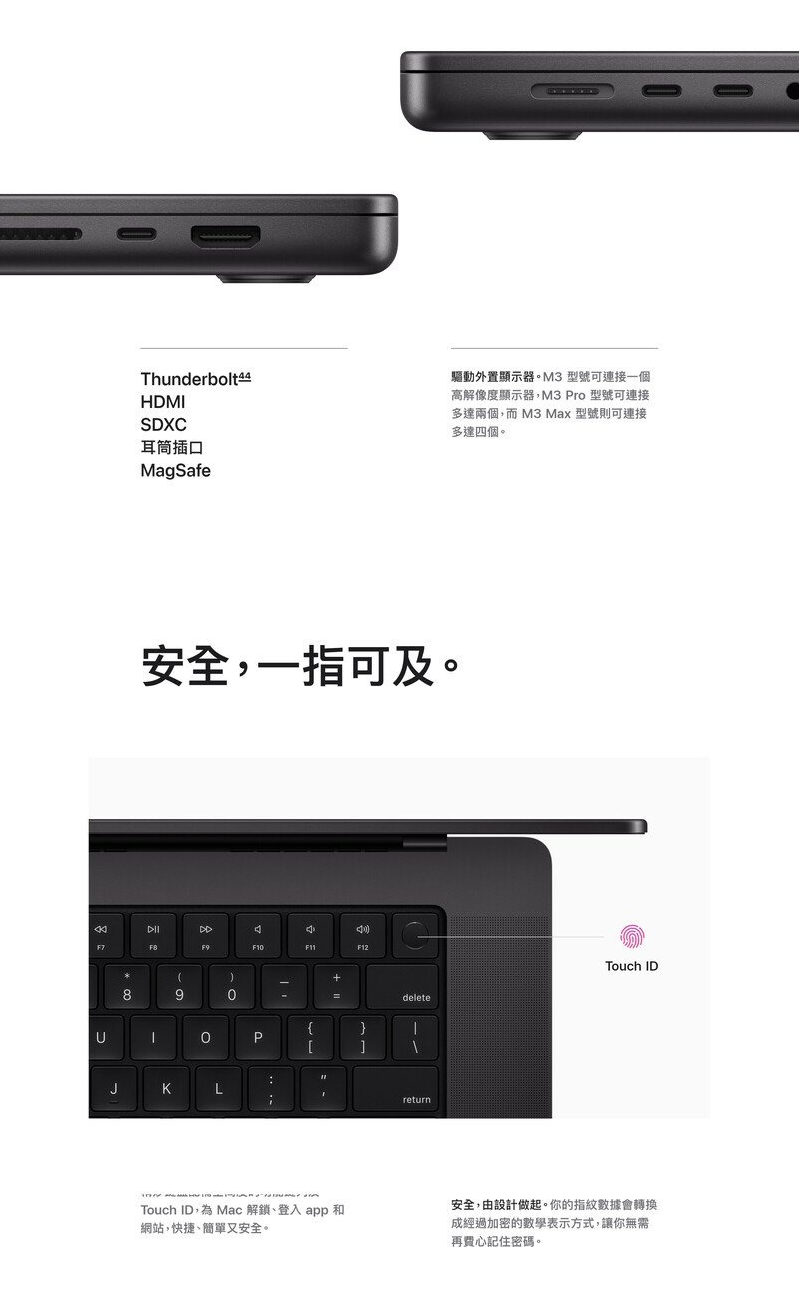 Apple MacBook Pro 16" (M3 Pro/Max晶片) 手提電腦(包括升級型號,請備註顏色)