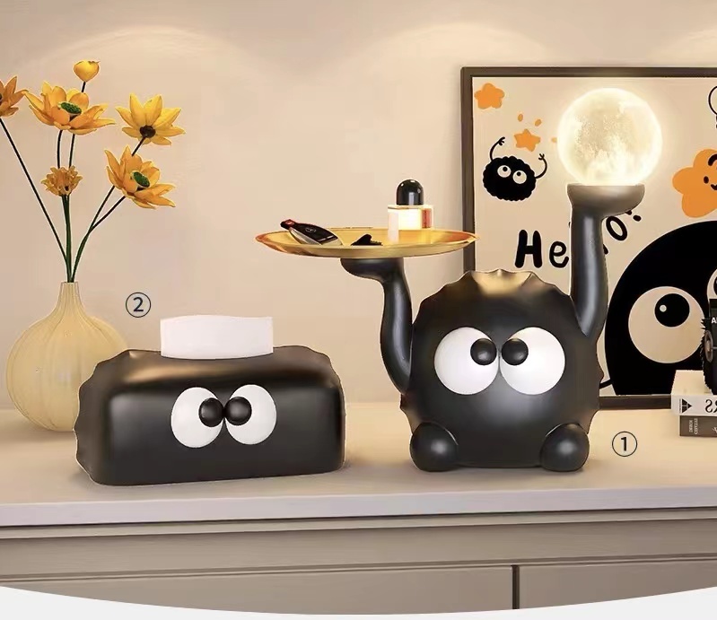 小煤球托盤夜燈+面紙盒