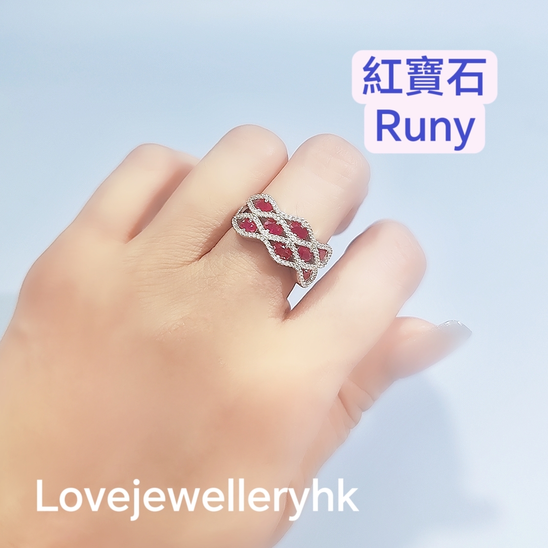 天然紅寶石型格戒指    GR017