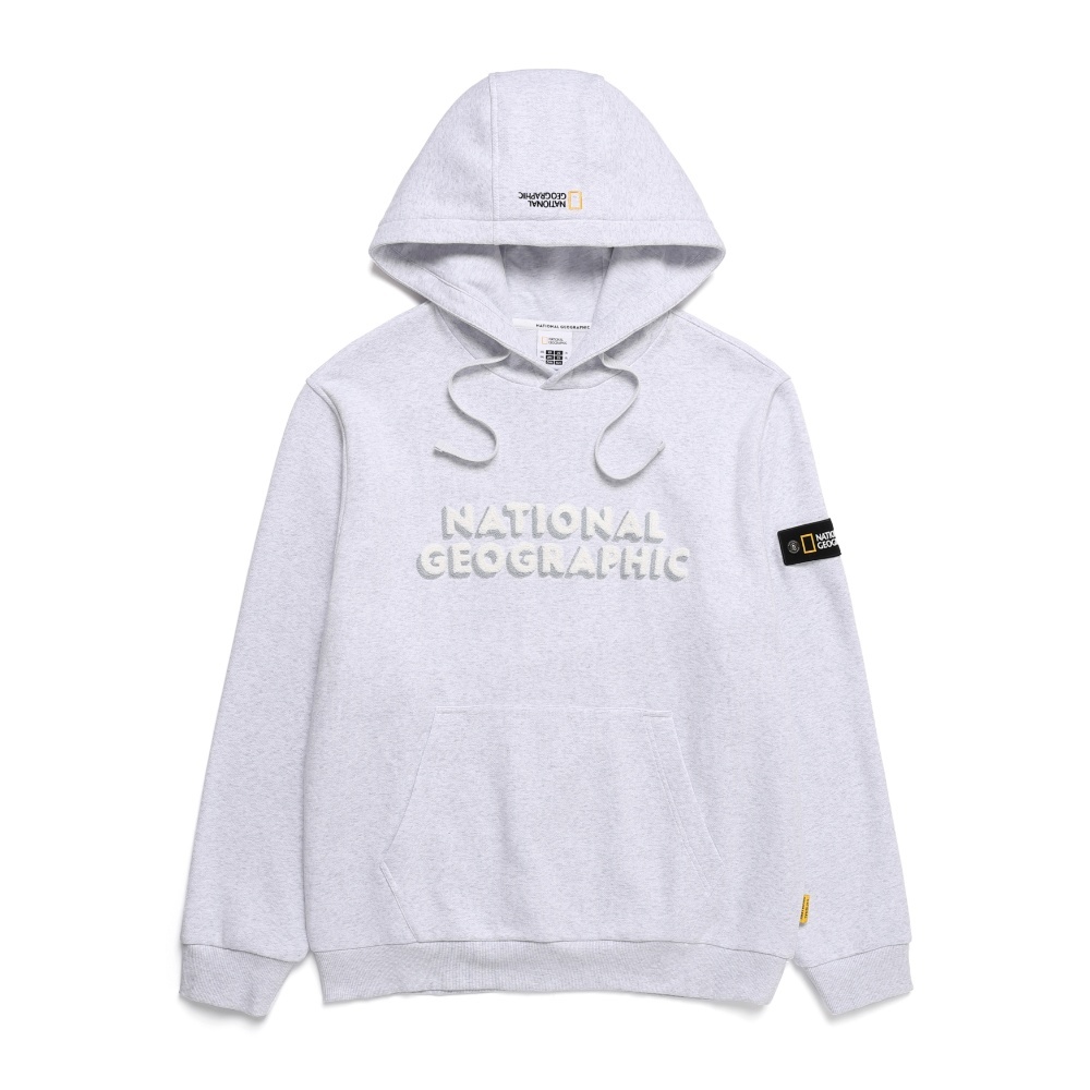 ★【NATIONAL GEOGRAPHIC】★Lucos Big Logo 起毛 Hoodi.e★ Unisex LEUCOS Big LOGO Hoodie - M/IVORY