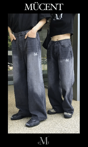 ★MUCENT★ Palma wide denim pants long overwashed wide unise MUCENT PALMA WIDE DENIM PANTS