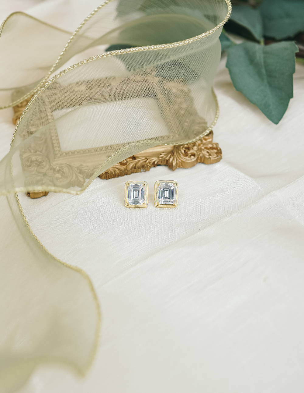 925 純銀立體方鑽切割耳環