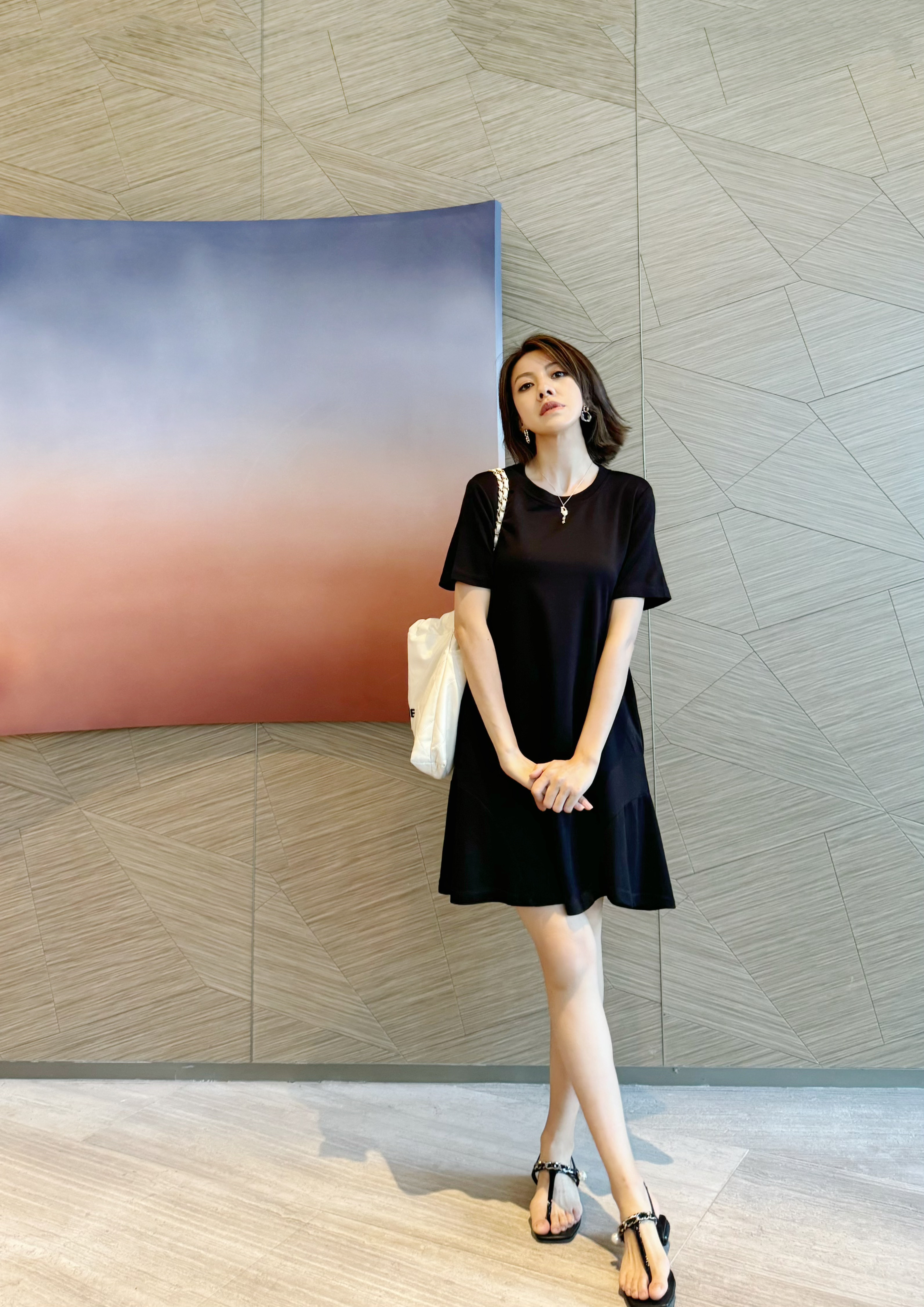 Short Sleeved Flared Hem Mini Dress_DS248L03