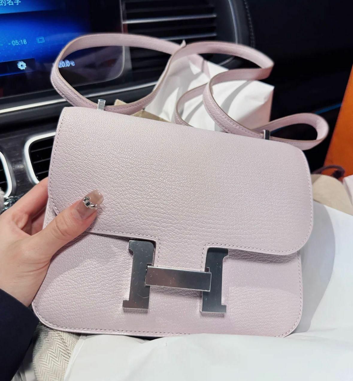 Constance mini mirror 09 mauve pale ck chèvre W