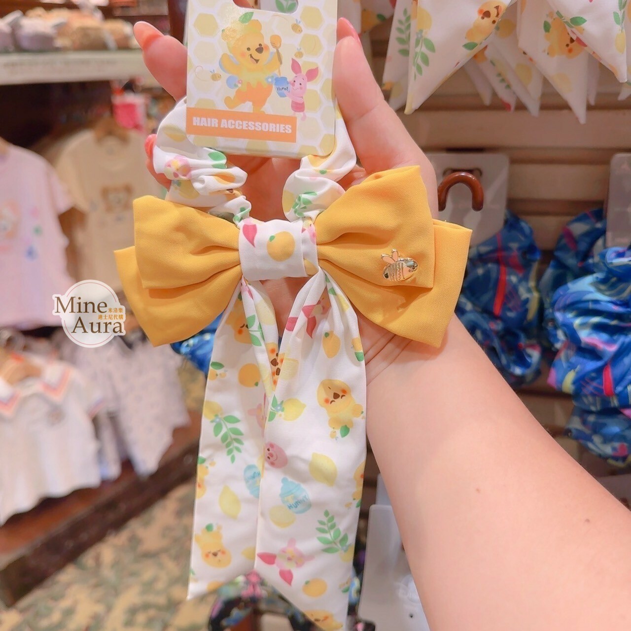 春日系列 小熊維尼 Winnie the Pooh 蝴蝶結造型 髮束 大腸圈 髮飾 -香港迪士尼樂園