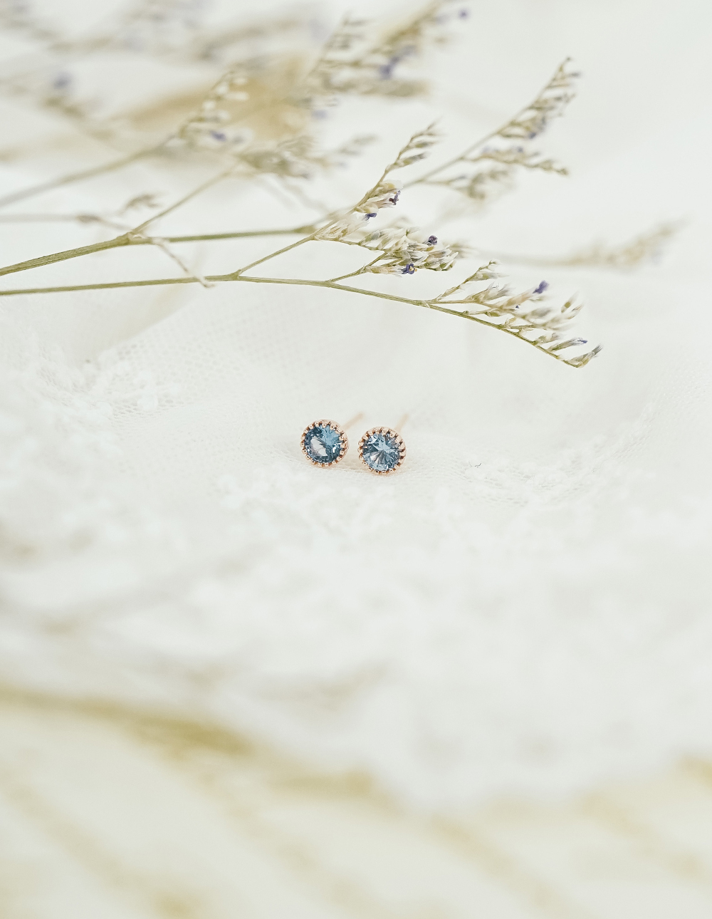 925 純銀5mm花邊水鑽耳環