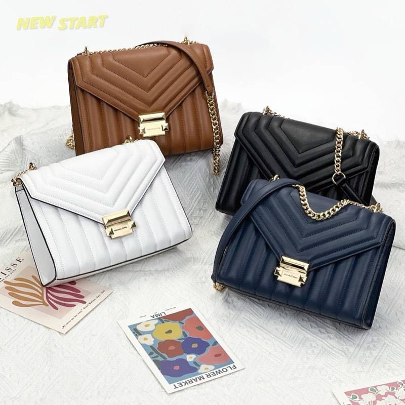 Michael Kors MK Whitney 山形 絎縫紋 翻蓋式 金釦 鏈條包 斜背包
