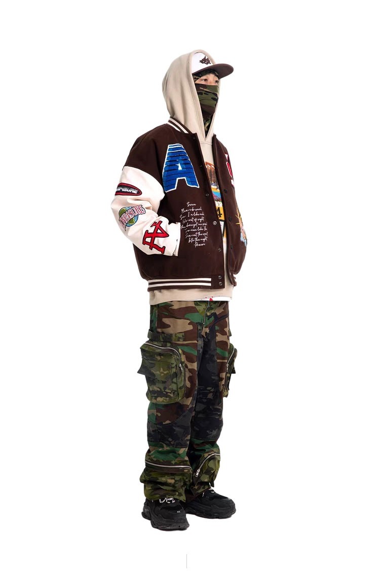 Aone4sure 彩色字母logo 毛巾繡 棒球外套