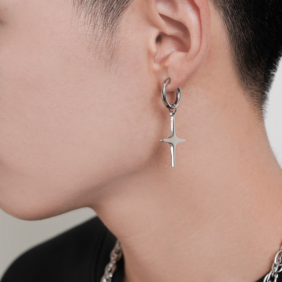 QIAO - 等比十字墜鍊 耳環+項鍊