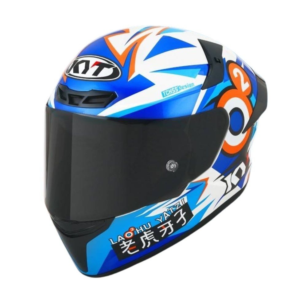 KYT TT-COURSE 老虎牙子 藍白 亮光  彩繪 輕量帽款 插扣 TTC