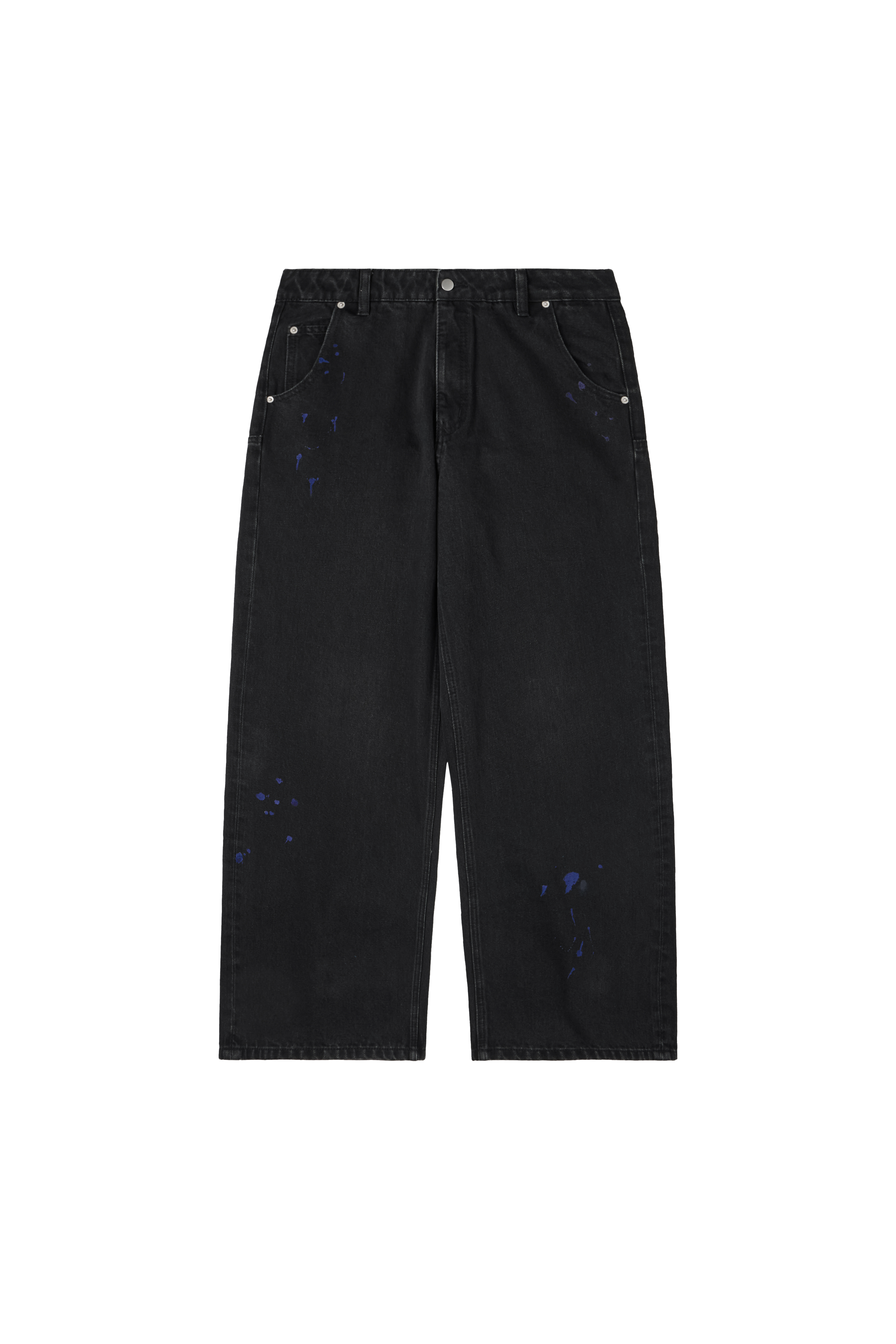 PAINT SPLATTER PRINTED JEANS - BLACK