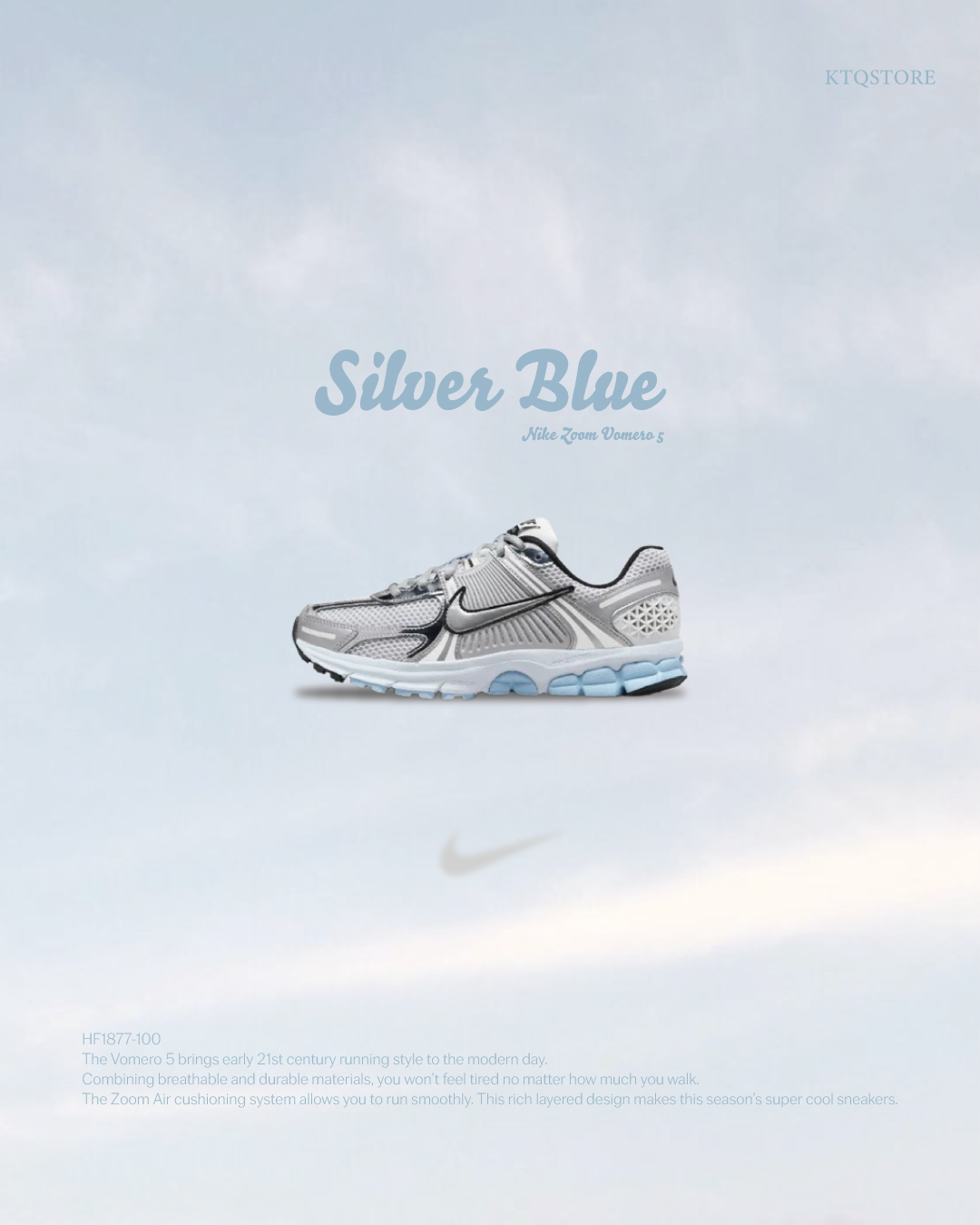 KTQ STORE ‧ Nike Air Zoom Vomero 5 "Silver Blue" 銀藍 HF1877-100