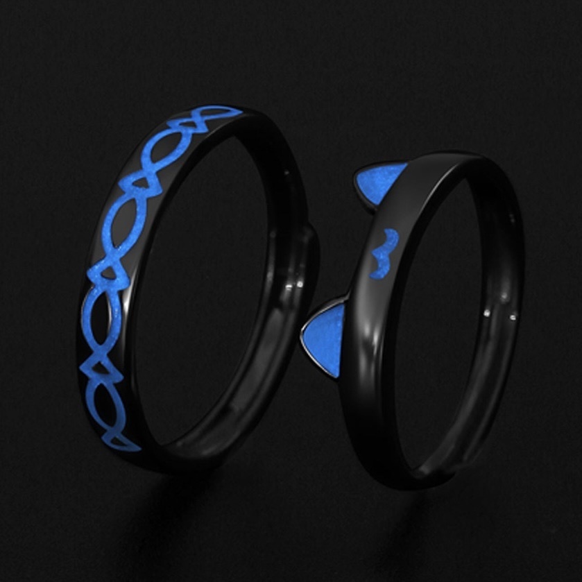 「貓愛魚🐟」  情侶戒指💍 免費刻字✒️ 夜光戒指✨
