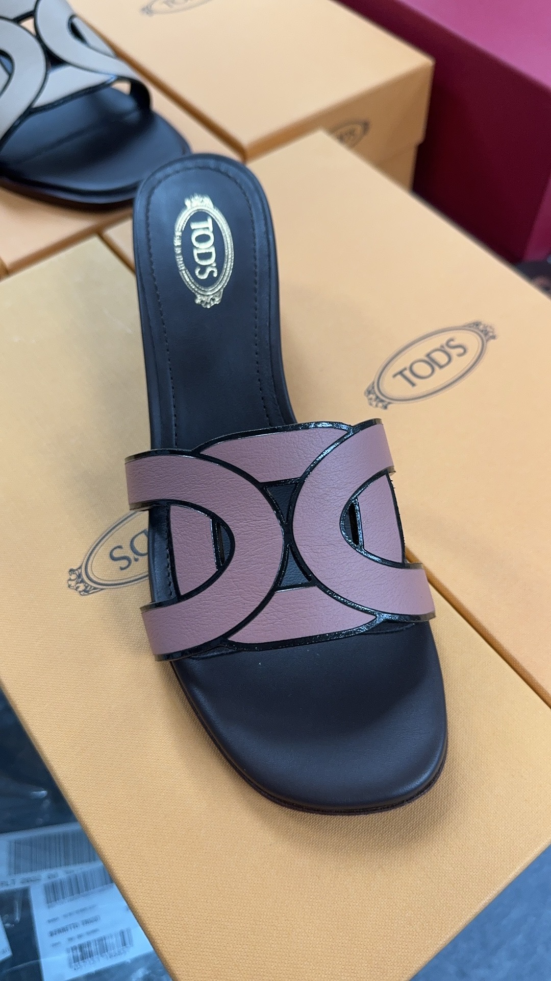 TODS 紫色logo高跟拖鞋 -M