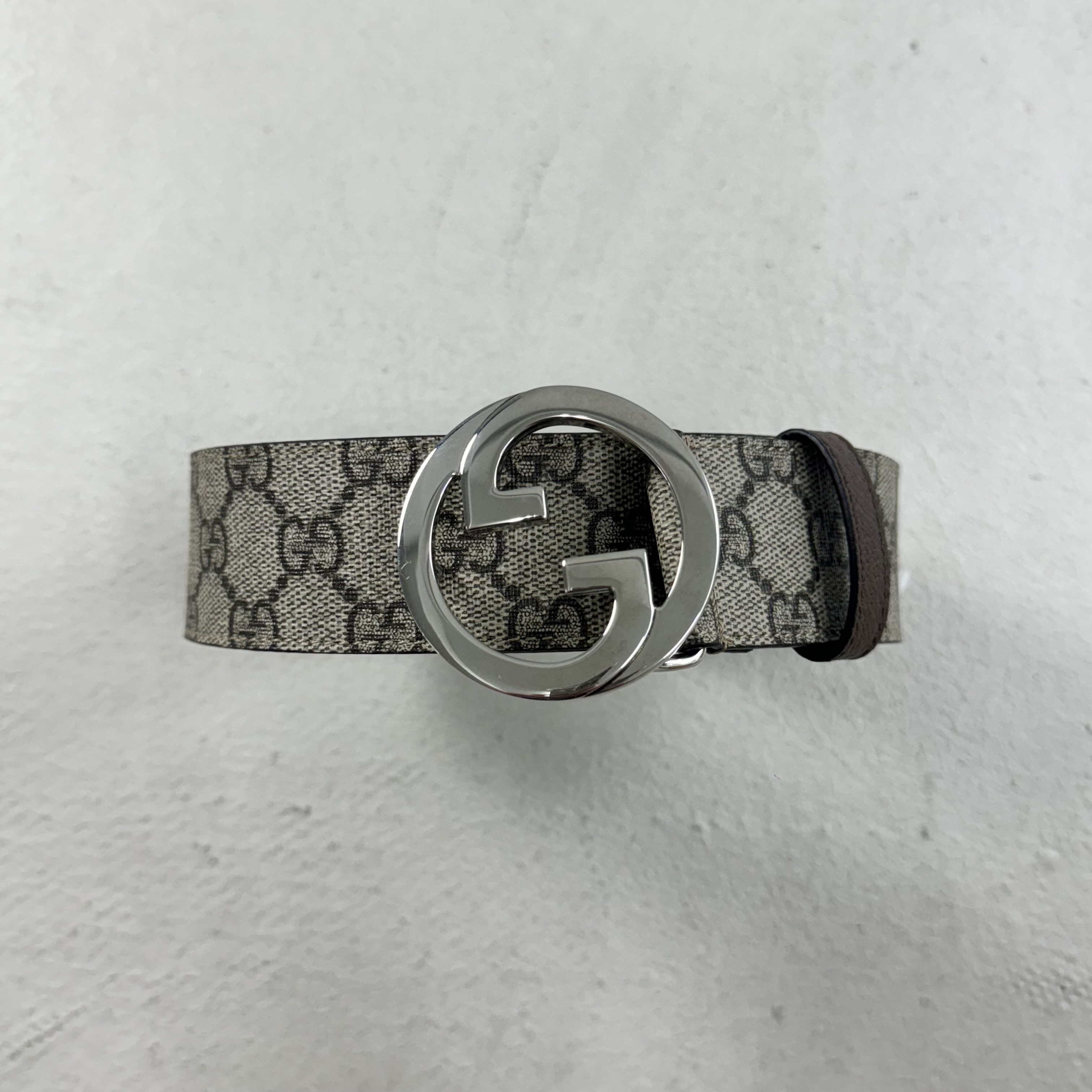 Gucci Blondie 銀標老花皮帶 (咖啡)【703147KAAAD1000】