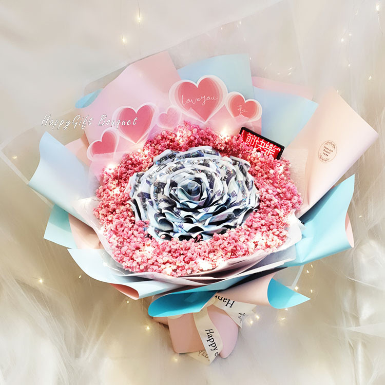 36張鈔票花束,有錢花,有錢花束,36-pieces-banknote-money-baby's-breath-bouquet