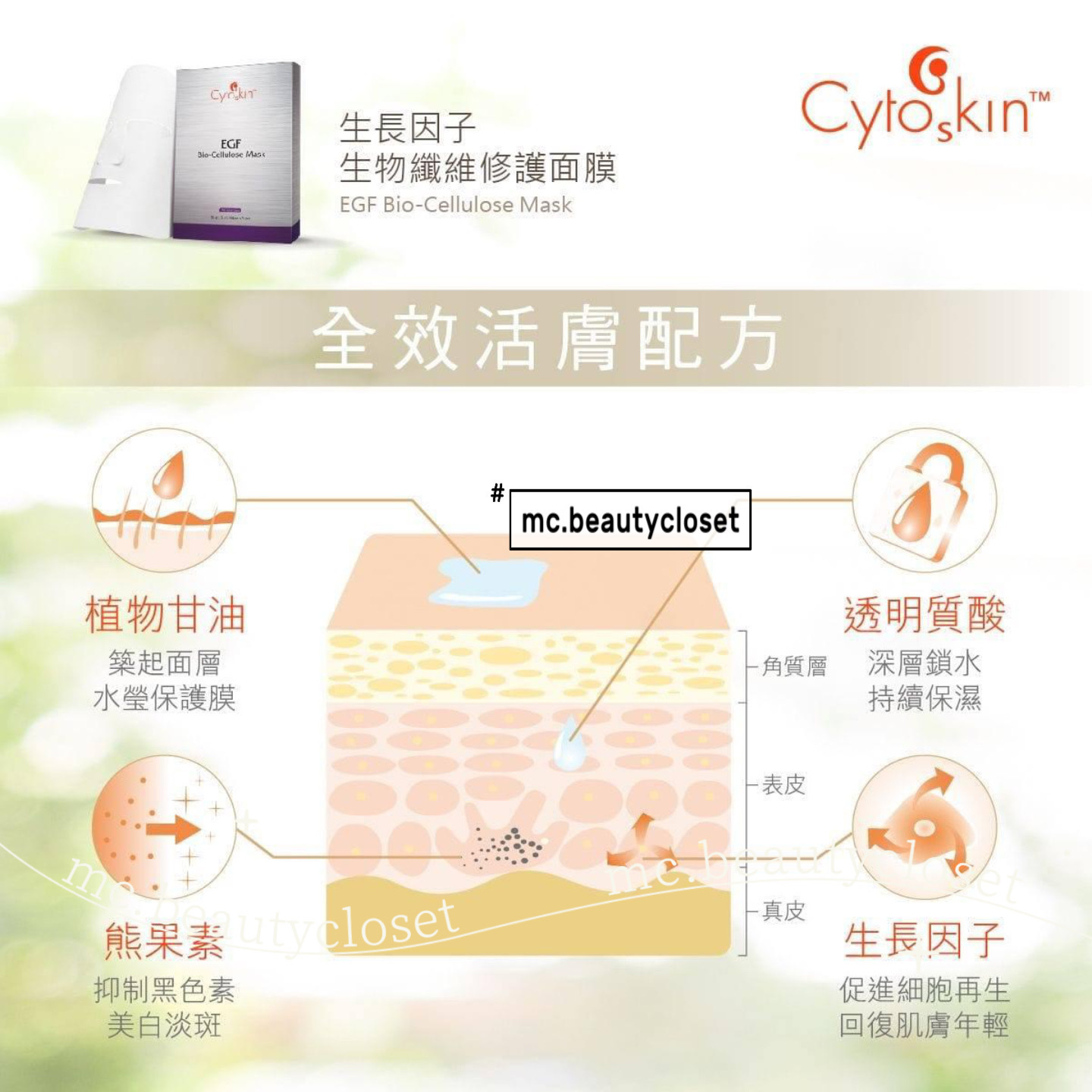 Cytoskin 生長因子生物纖維修護面膜