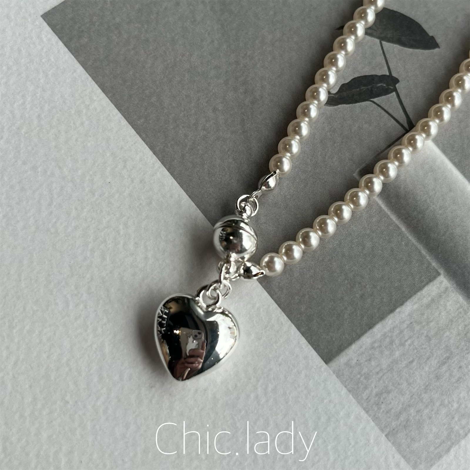 Necklace ｜磁吸釦珍珠愛心項鍊